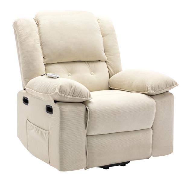 Massage Recliner,Power Lift Chair for Elderly with Adjustable Massage and Heating Function,Recliner Chair with Infinite Position and Side Pocket for Living Room ,Beige