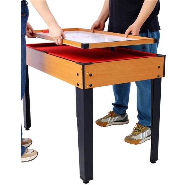 5-in-1 Multi-Game Table - Billiards, Push Hockey, Foosball, Ping Pong, and Basketball  brown/red