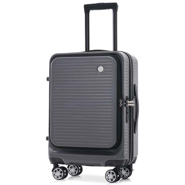 Carry-on Luggage 20 Inch Front Open Luggage Lightweight Suitcase with Front Pocket and USB Port, 1 Portable Carrying Case