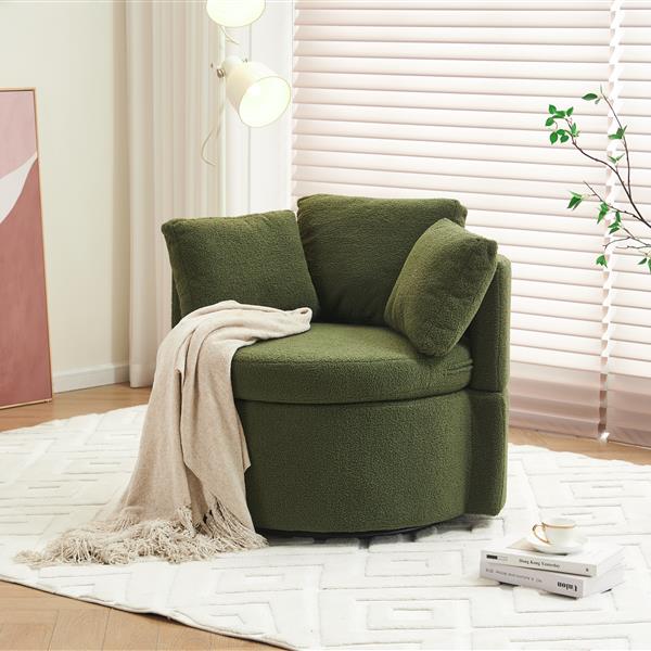 Fabric Swivel And Storage Chair With Back Cushion For Living Room,Green