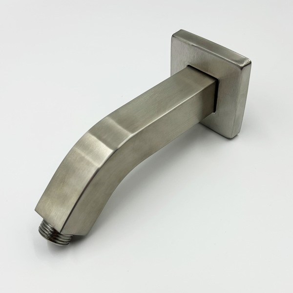 Square Shower Arm with Flange, 1/2 NPT Tapered Threads, Rain Shower Head Arm, Wall Mount Shower Extension Arm 