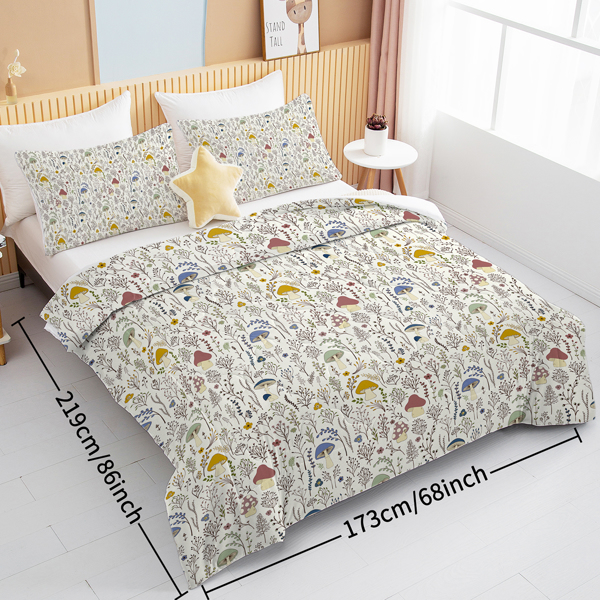 3 Pieces Mushroom Decoration Comforter Set Soft Bedding Set for Kids  Down Alternative Twin Full Queen King Size