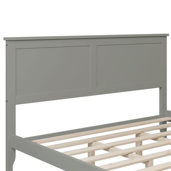 Modern Gray Solid Wood Queen Platform Bed