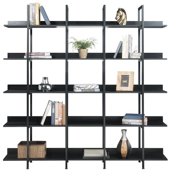 [VIDEO] 5 Tier Bookcase Home Office Open Bookshelf, Vintage Industrial Style Shelf with Metal Frame, MDF Board