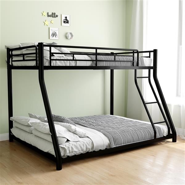 Metal Twin over Full Bunk Bed/ Heavy-duty Sturdy Metal/ Noise Reduced/ Safety Guardrail/ CPC Certified/ No Box Spring Needed,Black