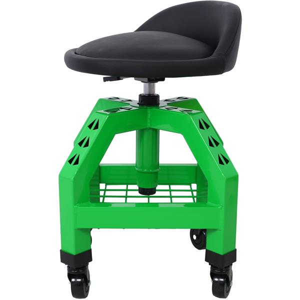 Pneumatic 360 Degree Swivel Stool, Mechanics Rolling Creeper Seat, Heavy Duty Rolling Mechanics Stool, Shop Stool with Casters green