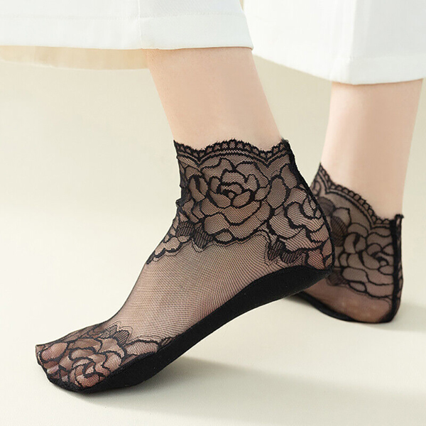 Women Ladies Lace Ankle Sexy Ankle Socks Stocking Floral Elegant Sheer Thin UK