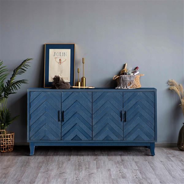 Stronger Vintage Style Buffet Cabinet, Lacquered Storage 4 Door Wooden