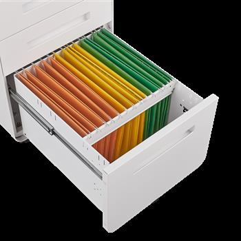 3 Drawer Mobile File Cabinet Under Desk Office,Simple Style Versatile Storage Cabinet for Legal/Letter/A4 Files, 5 Wheel Design Anti-Tilting Cold Rolled Steel Waterproof Moisture-Proof White