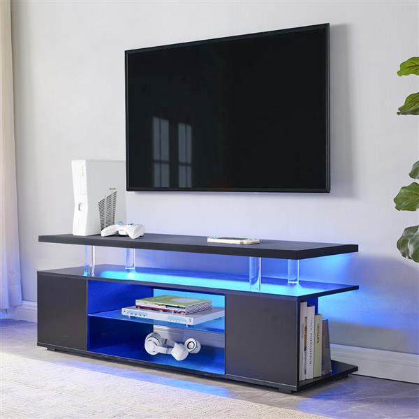 TV Stand for 65 Inch TV LED Gaming Entertainment Center Media Storage Console Table with Large Side Cabinet for Living Room( Black)