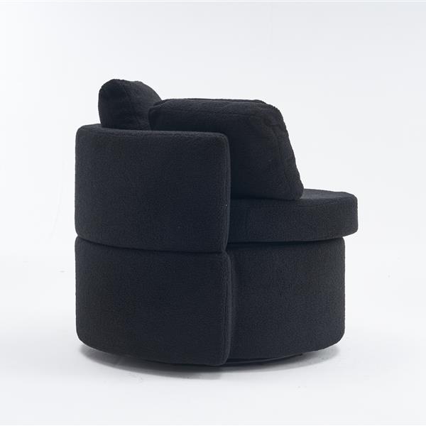 Fabric Swivel And Storage Chair With Back Cushion For Living Room,Black