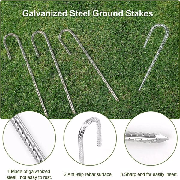 20 Tent Pegs Heavy Duty Steel Marquee Ground Stakes 300mm*8mm Camping Awning