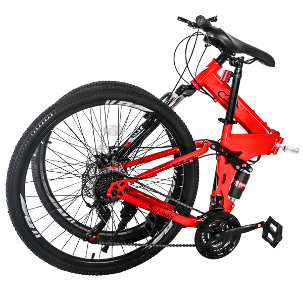 CamPingSurvivals 26in Land Rover Shimano TX30 High Carbon Steel 100kg 21 Speed ​​Red Black Mountain Bike