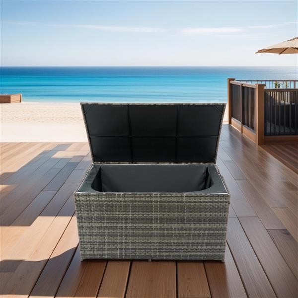 Outdoor Storage Box, 200 Gallon Wicker Patio Deck Boxes with Lid, Outdoor Cushion Storage for Kids Toys, Pillows, Towel