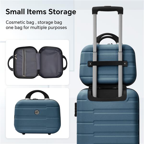 4 Piece Hard Shell Luggage Set,Carry on Suitcase with Spinner Wheels,Family Luggage Set,Dark Blue(12/20/24/28in)