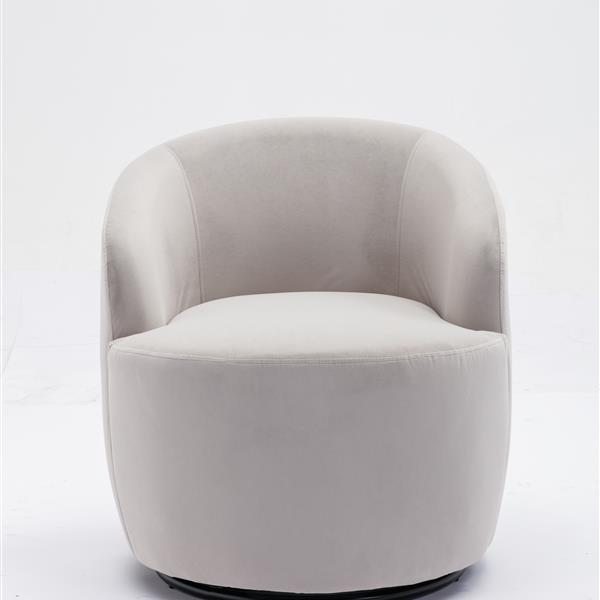 Velvet Fabric Swivel Armchair Barrel Chair With Black Powder Coating Metal Ring,Gray