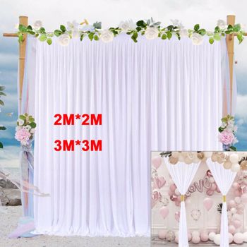 3MX3M White Stage Wedding Party Backdrop Photography Background Drape Curtains