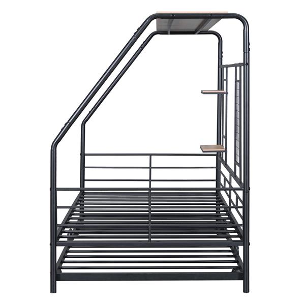 Twin Size Metal House Bed with Trundle, Black