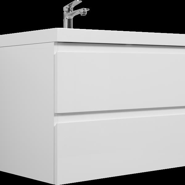 30" Floating Bathroom Vanity with Sink, Modern Wall-Mounted Bathroom Storage Vanity Cabinet with Resin Top Basin and Soft Close Drawers, Glossy White 24V11-30GW