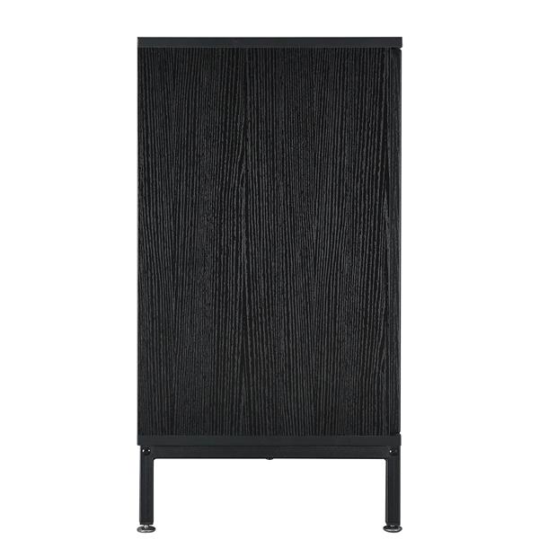 DRESSER CABINET BAR CABINET storge cabinet Glass door side cabinet lockersEmbedded metal handle can be placed in the living room, bedroom, dining room, black+brown