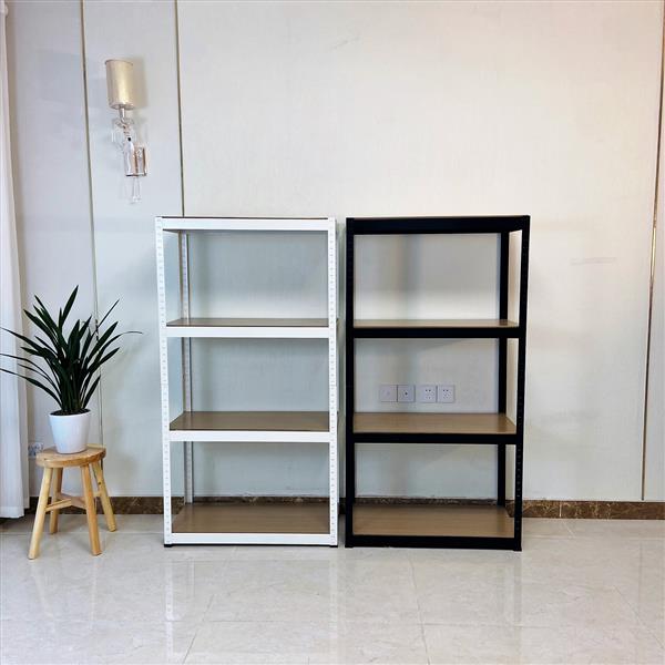 Storage Rack Shelving Unit Storage Shelf Steel Garage Utility Rack 4-Shelf Adjustable Shelves Heavy Duty Display Stand for Books, Kitchenware, Tools Boltless Assembly (Black)