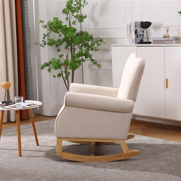 Baby Room High Back Rocking Chair Nursery Chair , Comfortable Rocker Fabric Padded Seat ,Modern High Back Armchair