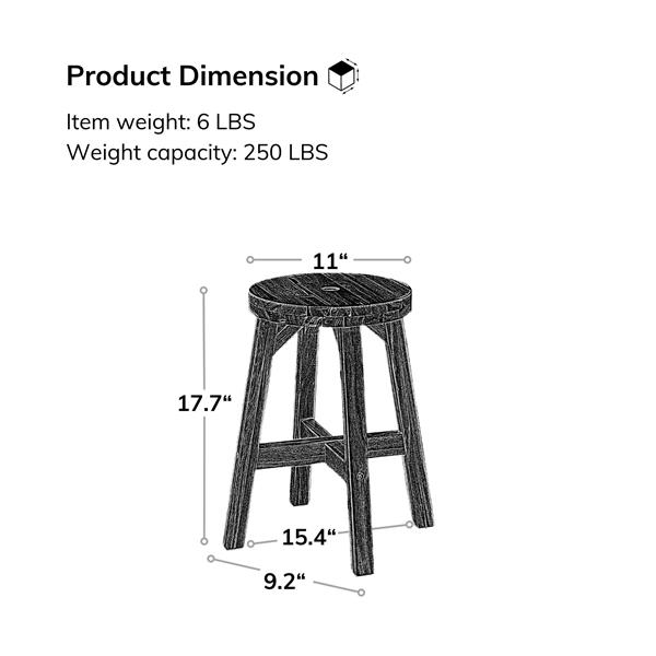 Acacia Wood Stool Round Top Chairs Best Ideas End Tables For Sofas Sub-stool for Living Room Bedside Strong Weight Capacity Upto 250 LBS, Natural Color