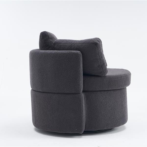 Fabric Swivel And Storage Chair With Back Cushion For Living Room,Dark Gray