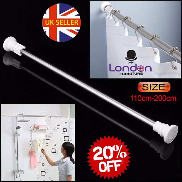 Heavy Duty Extendable Telescopic Shower Curtain Pole Rail Rod Bath Door Window