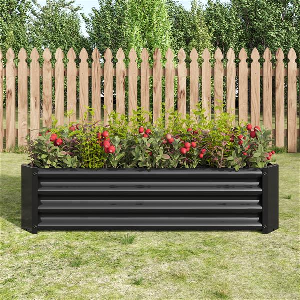 Metal Raised Garden Bed, Rectangle Raised Planter 4×2×1ft  for Flowers Plants, Vegetables Herb Veezyo Black