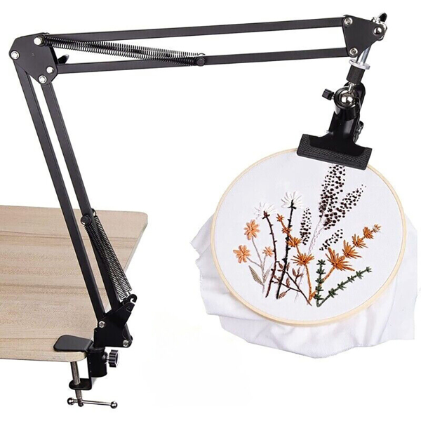 Metal Embroidery Hoop Stand Adjustable Folding Black Hoop Clamping Table Corner