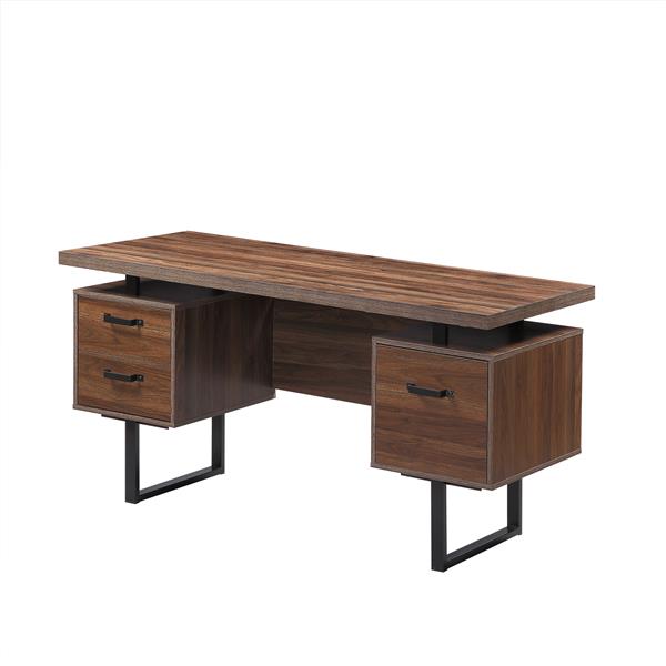 Home Office Computer Desk with Drawers/Hanging Letter-size Files, 59 inch Writing Study Table with Drawers