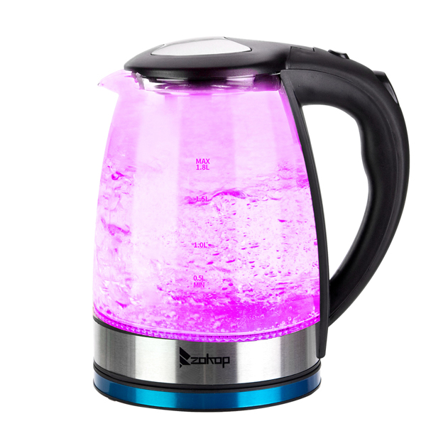 ZOKOP HD-1861-A 110V 1500W 1.8L Electric Glass Kettle US Plug