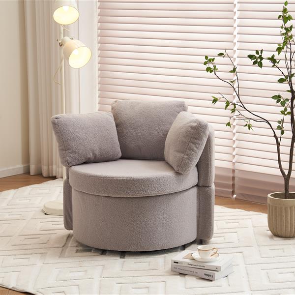 Fabric Swivel And Storage Chair With Back Cushion For Living Room,Light Gray