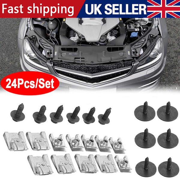 24pcs Engine Undertray Clips Screws Under Cover Rivets for Mercedes-Benz E-Class