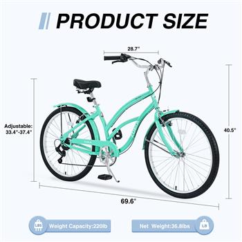7 Speed Bicycles,  Multiple Colors 26\\"Inch  Beach Cruiser Bike