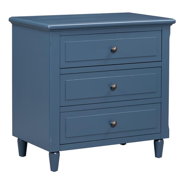 3-Drawer Nightstand Storage Wood Cabinet