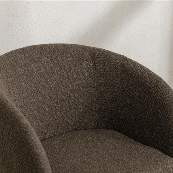 040-Set of 2 Boucle Fabric Dining Chairs With Black Metal Legs,Dark Brown