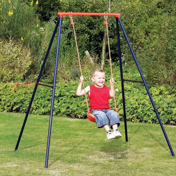 Swing Sets for Backyard, 440Lbs Toddler Porch Swing, Swingset Outdoor for Kids, Metal A-Frame Swing Stand for Indoor, Adult Backyard Swing Frame, Easy to Assemble, Orange (without Swing)