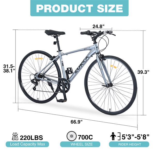 7 Speed Hybrid Bike Aluminum Alloy Frame C-Brake 700C Road Bike For men women's City Bicycle