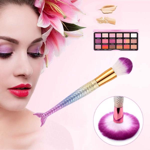 11Pcs Mermaid Make up Brushes Eye Shadow Blusher Kabuki Face Powder For women