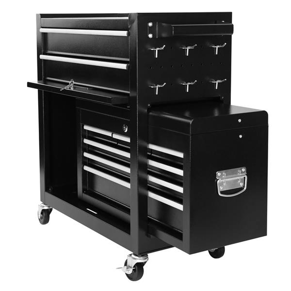 8-Drawer Rolling Tool Chest with Wheels, Large Tool Cabinet with Drawers, Mobile Steel Tool Storage Organizer with Lock&Liner for Warehouse, Workshop, Black