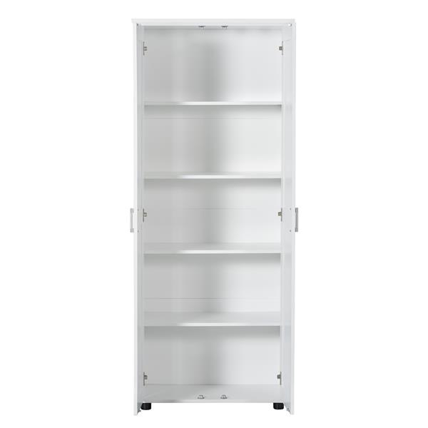 Storage Cabinet with Two Doors for Bathroom, Office, Adjustable Shelf, MDF Board, White