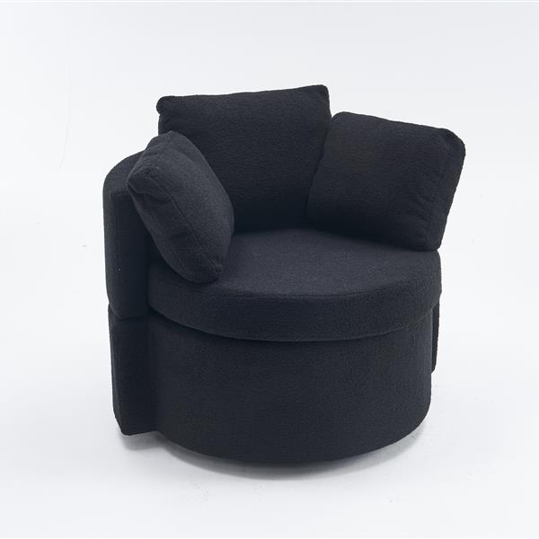 Fabric Swivel And Storage Chair With Back Cushion For Living Room,Black