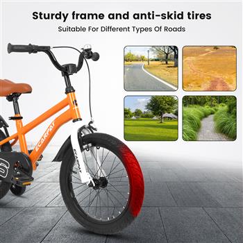 A16114 Kids Bike 16 inch for Boys & Girls with Training Wheels, Freestyle Kids\\' Bicycle with fender.