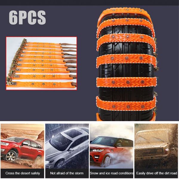 6pc Snow Tire Chain for Car Truck SUV Anti-Skid Winter Emergency Muddy Driving