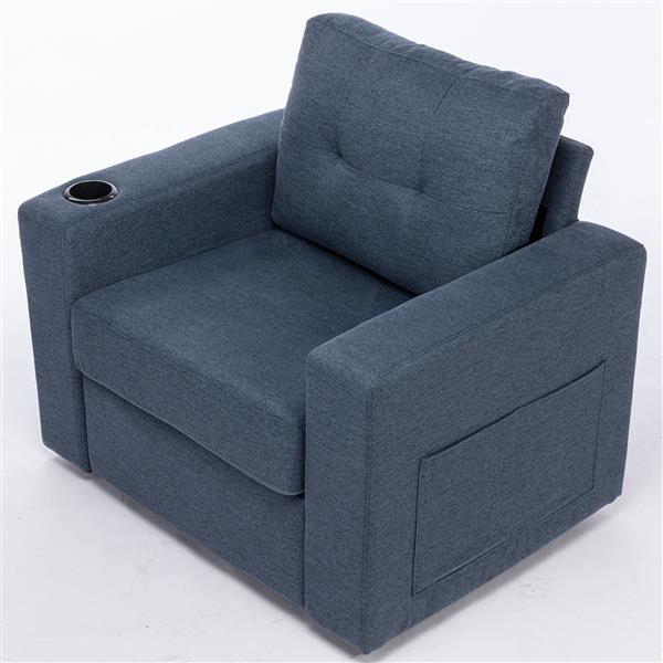 Modern Swivel Accent Sofa Chair , Ernomic Casual 90 Degree Swivel Single Sofa Seat with Drink Holder Living Room Chair ,Soft Egyptian Velvet Sofa Chair (Blue)