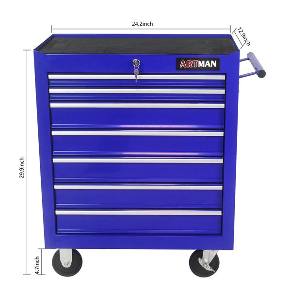 7 DRAWERS MULTIFUNCTIONAL TOOL CART WITH WHEELS-BLUE