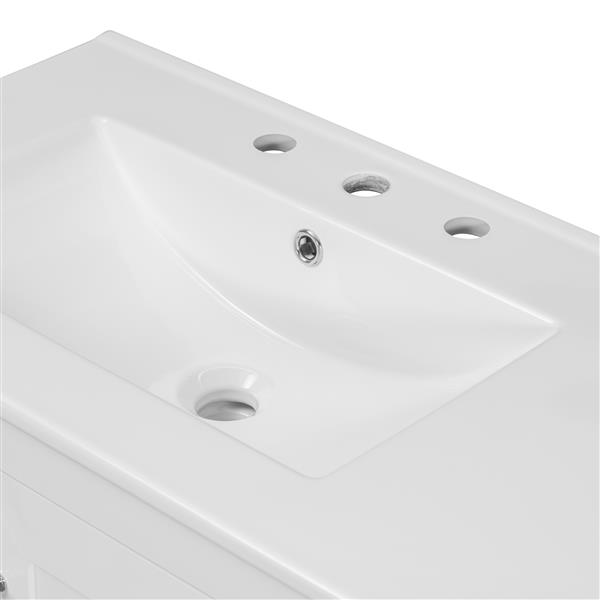 36" White Bathroom Vanity with Ceramic Sink Combo, Abundant Storage Cabinet -2 Soft-close doors and 5 drawers