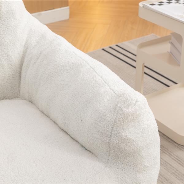 054-Large Size Teddy Fabric Bean Bag Chair Lazy Sofa Chair Sponge filling For Indoor,Ivory